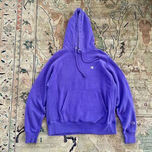 Vintage 90s Champion Hoodie Sweatshirt Mens M Embroidered Purple